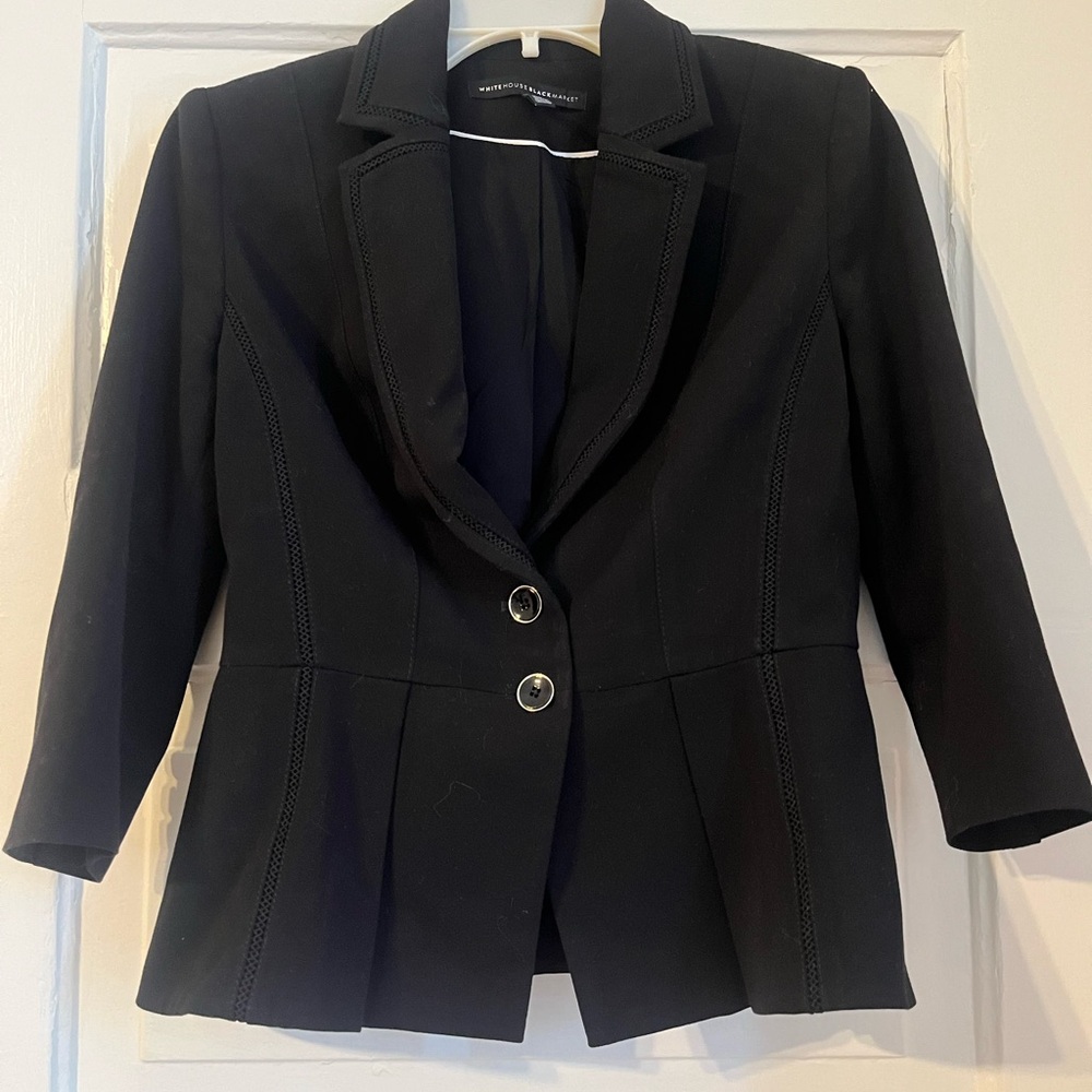 Black Tailored Women's Blazer Jacket - Classic Two-Button